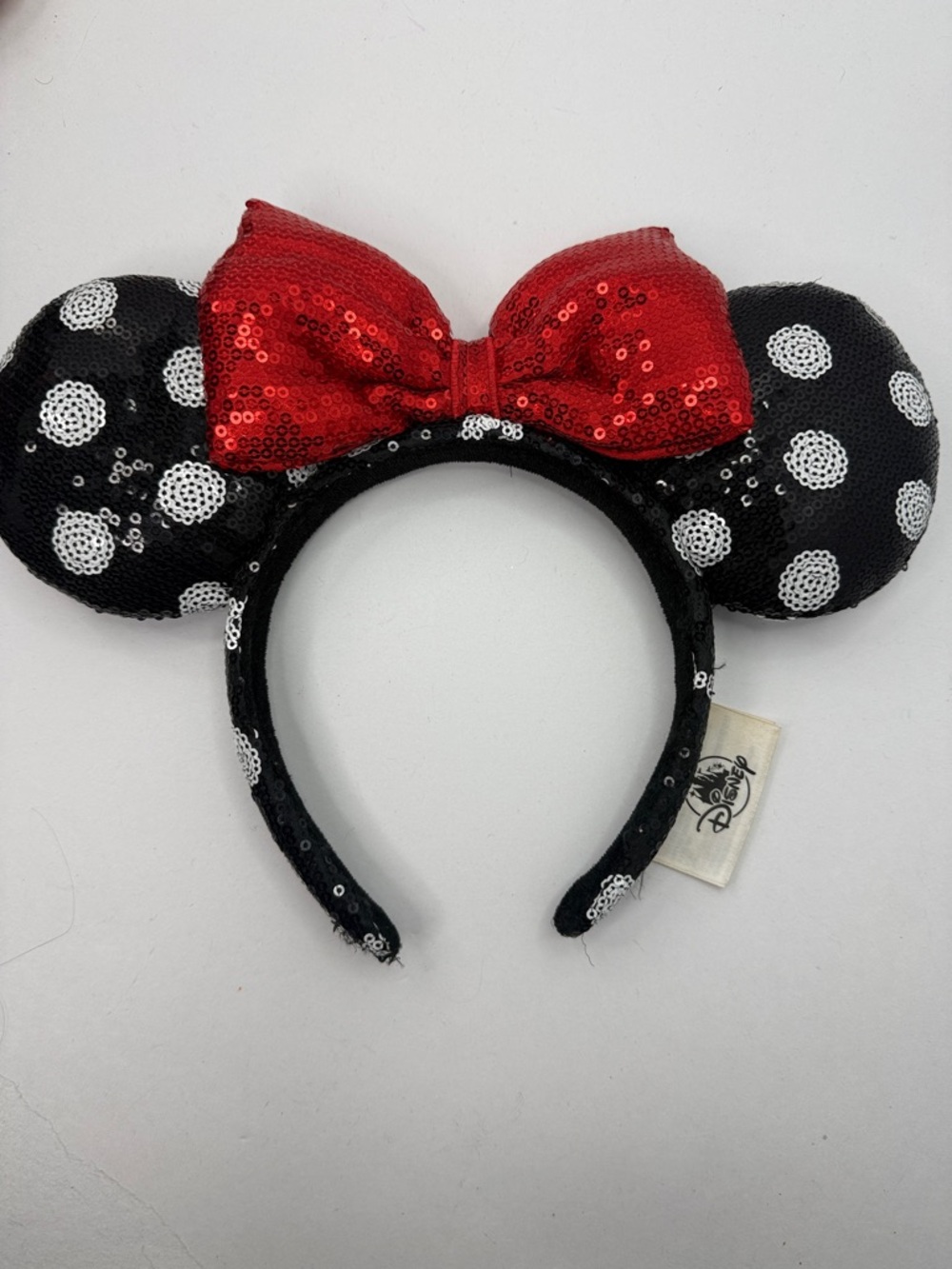 Disney Ears Minnie Sequin W White Polka Dots